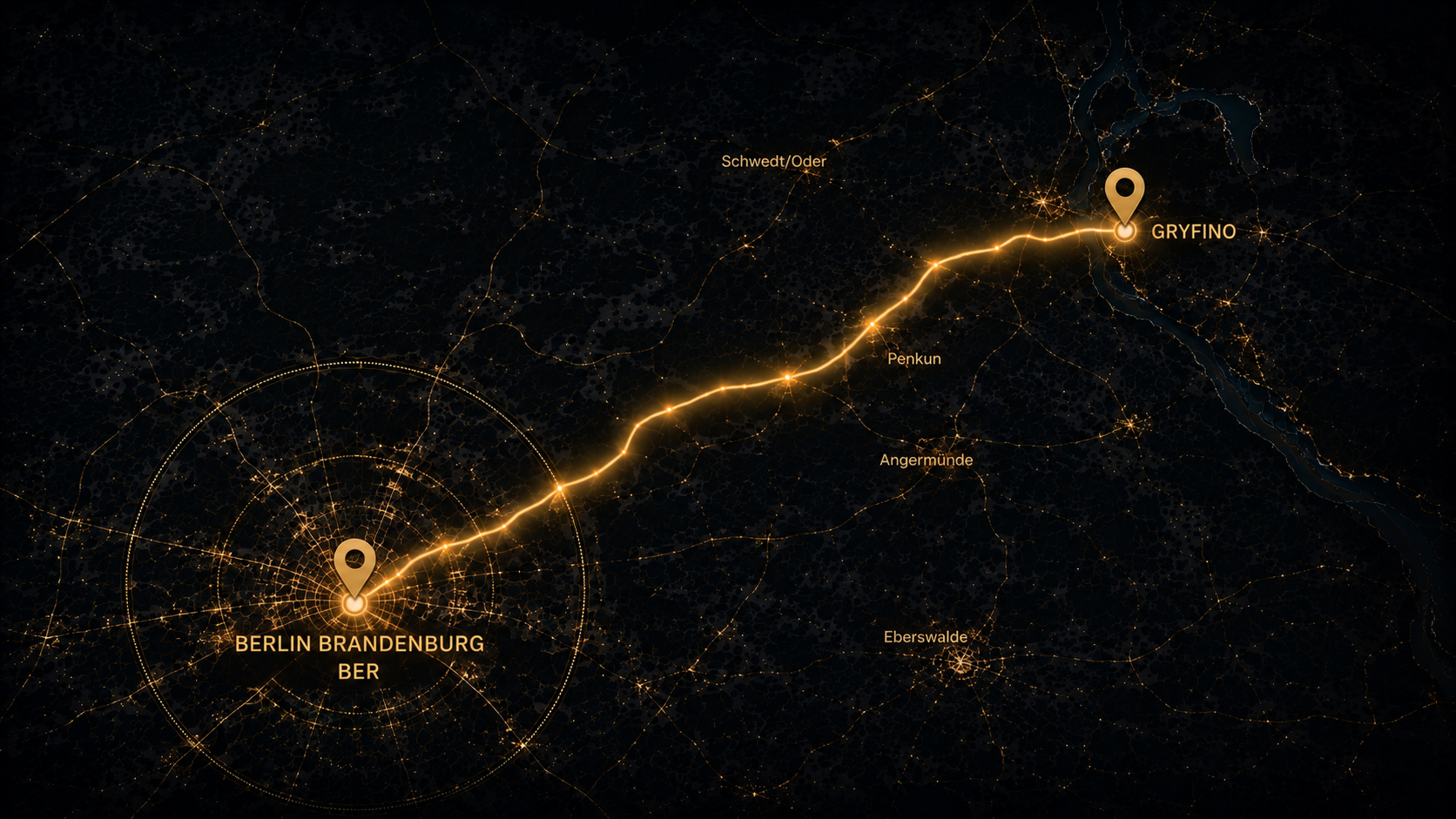 Mapa trasy Gryfino Berlin BER